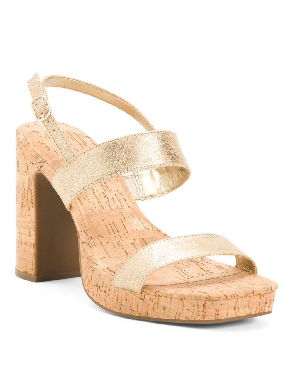 Anne Klein Gold Cork Heeled Sandals Size 10